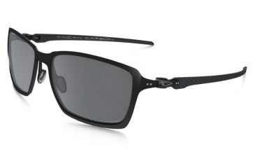 Image of Oakley Tincan Carbon Sunglasses Satin Black/Steel Frame, Black Iridium Polarized Lens-OO6017-02