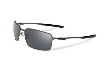 Image of Oakley Titanium Square Wire Mens Sunglasses, Pewter Frame, Black Iridium Polarized Lens OO6016-02