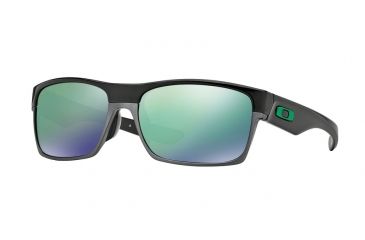 Image of Oakley TWOFACE ASIA FIT OO9256 Sunglasses 925603-60 - Polished Black Frame, Jade Iridium Lenses