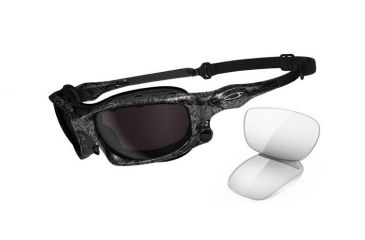 Image of Oakley Wind Jacket Black /Slv Ghost TxtFrame w/ Warm Grey Lenses Men's Prescription Sunglasses OO9142-02