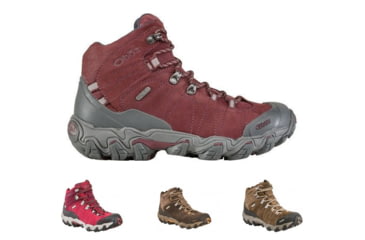 Image of Oboz Bridger Mid BDry Hiking Boot - Womens, Mahogany, Rio Red, Sudan, Walnut