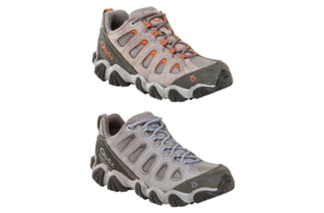 Image of Oboz Sawtooth II Low Hiking Boot - Womens, Drizzle/Apricot, Tradewinds Blue