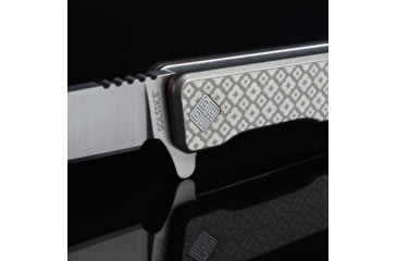 Image of Ocaso Knives Engraved Solstice Folding Knife, 3.5in, CPM S35VN, Clover Pattern/Titanium Handle, Grey, 10ECS