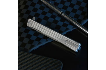 Image of Ocaso Knives Engraved Solstice Folding Knife, 3.5in, CPM S35VN, Clover Pattern/Titanium Handle, Grey, 10ECS