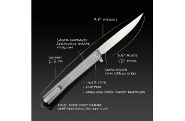 Image of Ocaso Knives Engraved Solstice Folding Knife, 3.5in, CPM S35VN, Clover Pattern/Titanium Handle, Grey, 10ECS