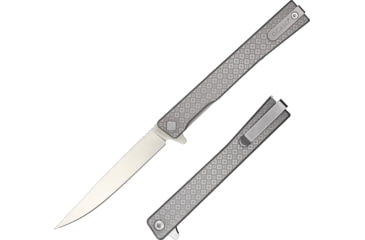 Image of Ocaso Knives Engraved Solstice Folding Knife, 3.5in, CPM S35VN, Clover Pattern/Titanium Handle, Grey, 10ECS