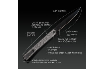 Image of Ocaso Knives Engraved Solstice Folding Knife, 3.5in, CPM S35VN, Fleur-De-Lis/Titanium Pattern Handle, Black, 10EFB