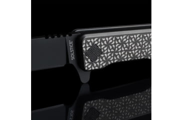 Image of Ocaso Knives Engraved Solstice Folding Knife, 3.5in, CPM S35VN, Swirl/Titanium Pattern Handle, Black, 10ESB
