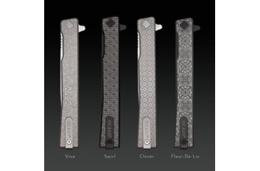 Image of Ocaso Knives Engraved Solstice Folding Knife, 3.5in, CPM S35VN, Swirl/Titanium Pattern Handle, Black, 10ESB
