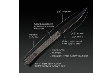 Image of Ocaso Knives Engraved Solstice Folding Knife, 3.5in, CPM S35VN, Swirl/Titanium Pattern Handle, Black, 10ESB