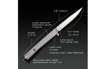 Image of Ocaso Knives Engraved Solstice Folding Knife, 3.5in, CPM S35VN, Vine/Titanium Pattern Handle, Grey, 10EVS