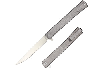 Image of Ocaso Knives Engraved Solstice Folding Knife, 3.5in, CPM S35VN, Vine/Titanium Pattern Handle, Grey, 10EVS