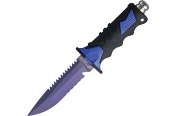 Image of Ocean Master Dive Knife Fixed Blade Knife, Blue SE, Black/Blue handle OMQT500LS