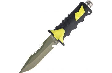 Image of Ocean Master Dive Knife Fixed Blade Knife, SS SE, Black/Yellow handle OMQT500SAW