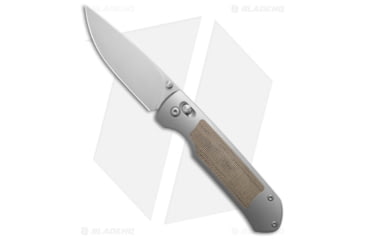 Image of Ohlone Knives Goat AXL Folding Knife, 3.50in, Bohler M390 Stainless Steel, Drop Point Blade, Micarta Green Handle, Gray/Green, 8.20in, BHQ-187609