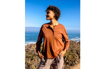 Image of Outerknown Saltwater Slub Henley - Women's, Final Sale, Copper, Large, 2212004-CUU-XX-L