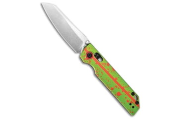 Image of Oknife Oknife XEN Crossbar Lock Knife Zombie Green Aluminum 3.125" Stonewash, Green/Red, Nitro-V, adult, BHQ-219494