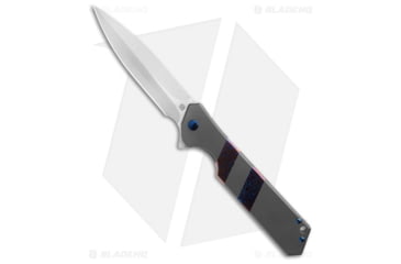 Image of Olamic Cutlery Rainmaker Dagger Folding Knife, 4.125in, Bohler M390 Stainless Steel, Dagger Blade, Titanium Gray/Spectrum Handle, w/ Timascus, Steel/Gray/Spectrum, 9.625in, BHQ-176720