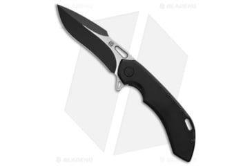 Image of Olamic Cutlery Wayfarer 247 Harpoon Folding Knife, 3.50in, Bohler M390 Stainless Steel, Harpoon Blade, Titanium Black Handle, w/ Skull Clip, Black/Black, 8.125in, BHQ-86677