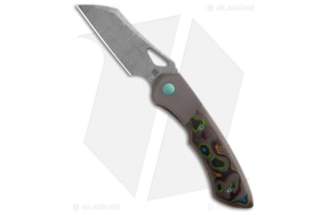 Image of Olamic Cutlery WhipperSnapper BL Folding Knife, 2.875in, Damascus, Wharncliffe Blade, Carbon Fiber, Titanium Red/Orange/Green/Blue Handle, Black/Red/Orange/Green/Blue, 6.875in, BHQ-182545