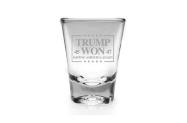 Image of Old Southern Brass Trump Won Saving America Again Laser Engraved Commemorative Shot Glass, Clear, 2 oz, OSB-TRUMPWONSG