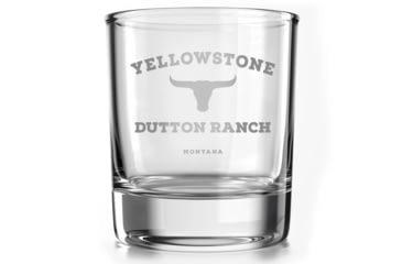Image of Old Southern Brass Yellowstone Dutton Ranch Whiskey Glass, 1-10oz whiskey glass, YELLOWSTONE WHISKEY GLASS