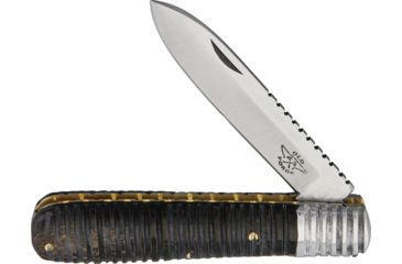 Image of OldForge Barlow Grooved Buffalo Horn Folding Knife,3.125in,Stainless Steel,Standard Edge,Black,Buffalo Horn Handle OF009