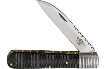Image of OldForge Wharncliff Barlow Buffalo Horn Folding Knife,3.125in,Stainless Steel,Standard Edge,Wharncliffe, Black Handle OF017