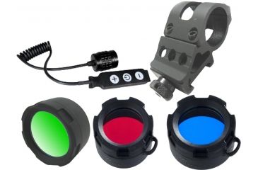 Image of Olight M20S Hunting Set 2 with M20S Warrior - Red Green Blue Filter Kit - WM20 Weapon Mount - and Three Key Remote Pressure Switch DIM, Black M20SHSHNTINGST2