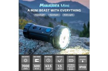 Image of Olight Marauder Mini, Rechargeable Hand, held Flashlight, RGB Light, 7,000 Lumens, Black, MARAUDERMINI