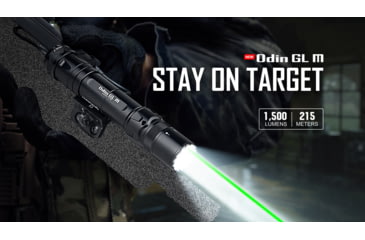 Image of Olight Odin GL M Rechargeable Rail Mount Green Beam Combo LED Flashlight, White, 1500 Lumens, Black, FL-OL-ODINGLM-BK
