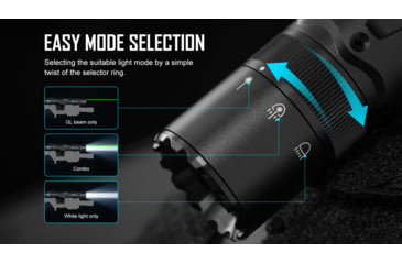 Image of Olight Odin GL M Rechargeable Rail Mount Green Beam Combo LED Flashlight, White, 1500 Lumens, Black, FL-OL-ODINGLM-BK