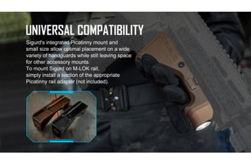 Image of Olight Olight Sigurd Black Angled Foregrip with Built-in 1450 Lumen Rechargeable Tactical Flashlight, Black, FL-OL-SIGURD-BK
