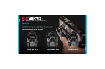 Image of Olight PL-2 Valkyrie Rail Mounted LED Pistol Light, Picatinny and Glock Rails, CREE XHP35 HI CW LED, 1200 Lumens, Includes 2 x CR123As, Black, PL-2-VALKYRIE