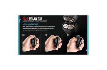 Image of Olight PL-2 Valkyrie Rail Mounted LED Pistol Light, Picatinny and Glock Rails, CREE XHP35 HI CW LED, 1200 Lumens, Includes 2 x CR123As, Black, PL-2-VALKYRIE