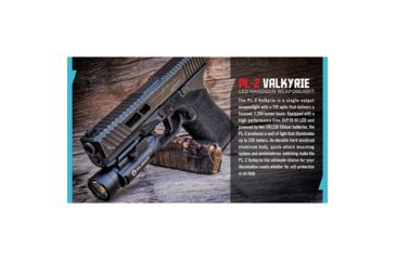 Image of Olight PL-2 Valkyrie Rail Mounted LED Pistol Light, Picatinny and Glock Rails, CREE XHP35 HI CW LED, 1200 Lumens, Includes 2 x CR123As, Black, PL-2-VALKYRIE