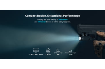 Image of Olight PL-MINI 3 Valkyrie 600 Lumen LED Rail Mount Weapon Light, Lithium Ion, Black, 6975498002673