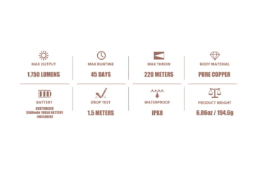 Image of Olight Warrior Mini 2 Rechargeable EDC LED Flashlight, 1750 Lumens, Copper, FL-OL-WARMINI2-CU