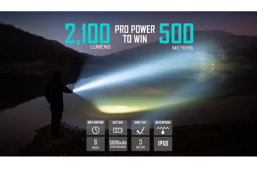 Image of Olight Warrior X Pro Rechargeable Tactical 546 Yard Long Throw w/ 5000mAh Rechargeable Battery LED Flashlight, Neutral White, 2100 Lumens, Black, FL-OL-WARXPRO