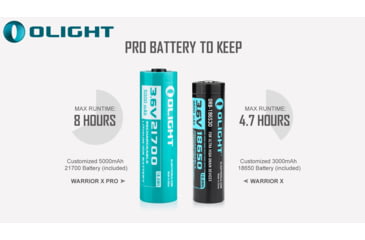 Image of Olight Warrior X Pro Rechargeable Tactical 546 Yard Long Throw w/ 5000mAh Rechargeable Battery LED Flashlight, Neutral White, 2100 Lumens, Black, FL-OL-WARXPRO