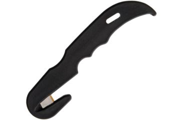 Image of Ontario Knife Jericho J Hook Strap Cutter Fixed Blade Knife, Stainless Steel, Standard Edge, Black, GRN Handle ON420