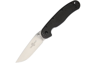 Image of Ontario Knife RAT 1 Drop Point Linerlock Folding Pocket Folding Knife, 3.5in Satin Aus-8 SS Drop Point, Carbon Fiber Handle, Thumb Stud, Pocket Clip, 8886CF
