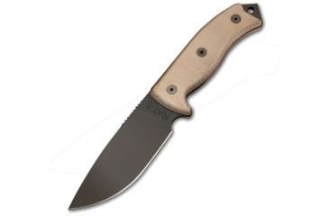 Image of Ontario Knife RAT-5 Fixed Blade Knife, Tan Canvas Micarta Handle, Cordura Sheath OK8627