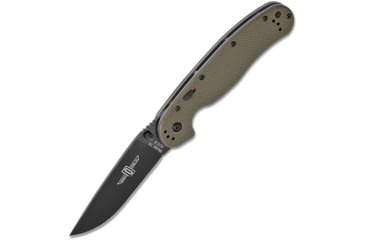 Image of Ontario Knife RAT IA Linerlock A/O Assisted Opening Folding Knife, 3.50 in , Black Finish AUS-8 Stainless Blade, Drop Point Blade, OD Green G10 Handle, 8871OD