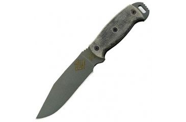 Image of Ontario Knife RBS-6 Fixed Blade Knife, Black Micarta Handle, Gray Blade, Plain OK9444BM