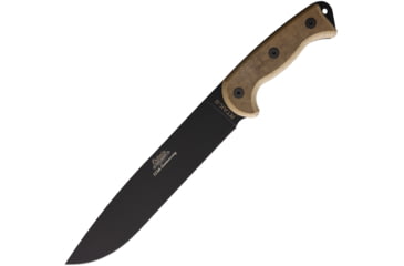 Image of Ontario Knife RTAK-II 125th Anniversary Edition Fixed Blade Knife, 10.5in, Carbon Steel, Black Powder Coated Blade, Natural Canvas Micarta Handle, 8644K