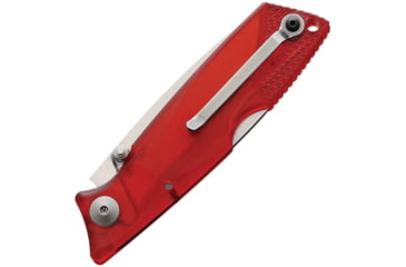 Image of Ontario Knife Wraith Ice Series Red Folding Knife, 4in Closed, 2.63in Satin 1.4116 Stainless Blade, Red Plastic Handle, 8798RED