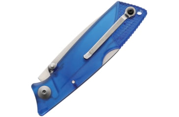 Image of Ontario Knife Wraith Ice Series Blue Folding Knife, 4in Closed, 2.63in Satin 1.4116 Stainless Blade, Blue Plastic Handle, 8798SB