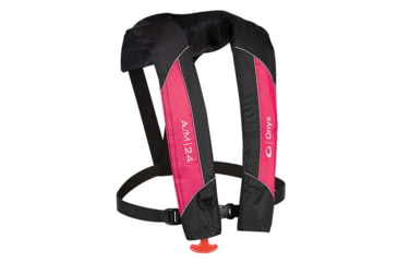 Image of ONYX A/M-24 Series Deluxe Automatic/Manual Inflatable Life Jacket Adult, Gray/Red, 132100-100-004-20