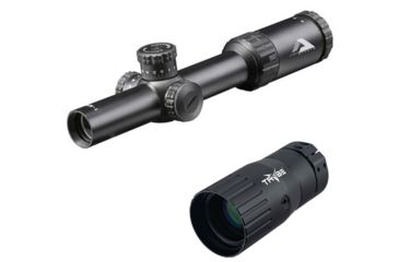 Image of AIM Sports Inc Alpha 6 1-6X24 30mm Rifle Scope With CQ1 Moa Reticle, Black, JA6HD1624CQ w/ Trybe Optics Enhancer - Magnification Doubler